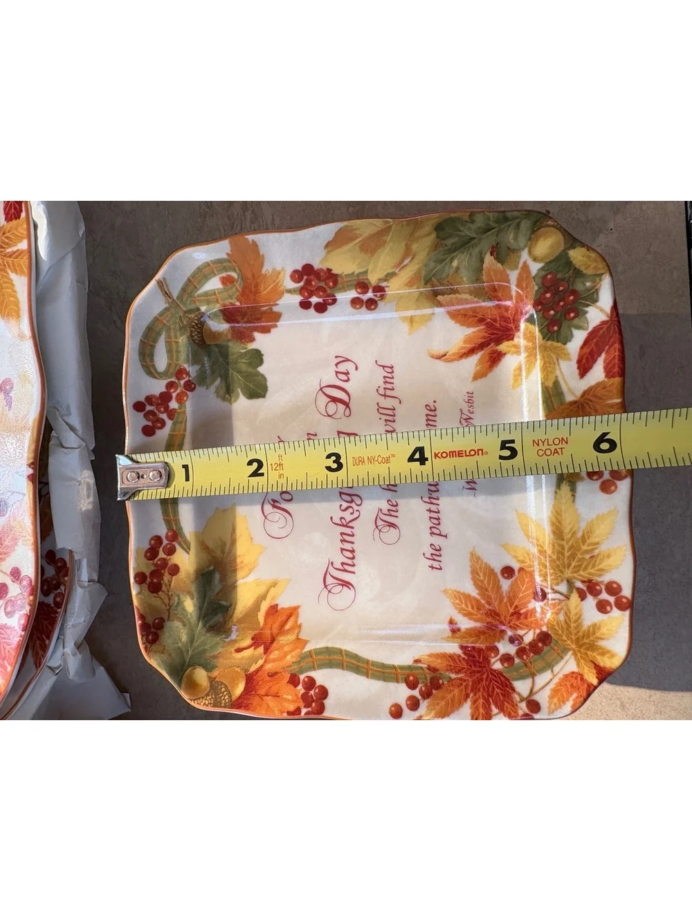 222 Fifth Autumn Celebration Dessert Plates Set of 12 Square Thanksgiving